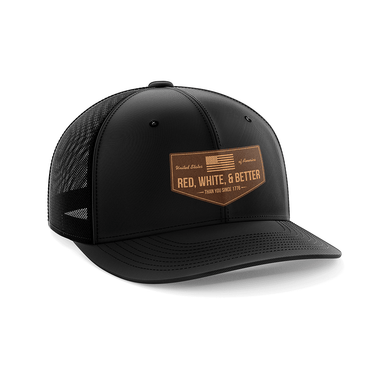 Red, White, and Better Than You Leather Patch Hat Hat Greater Half Black/Black